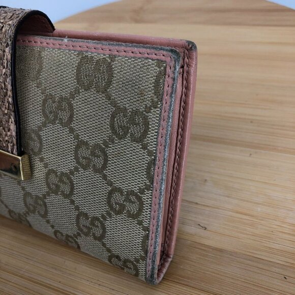 Gucci GG Tan Canvas Python Strap and Pink Trim Continental Wallet / Purse wallet - Picture 9 of 14